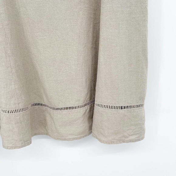 Talbots Linen A-line Midi Skirt Size 16‎ Taupe Lace Trim Side Zip Career - Picture 3 of 8